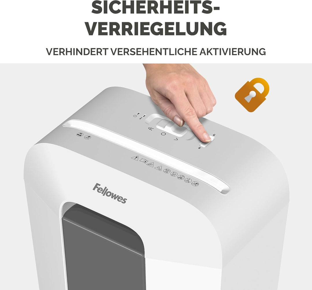 Fellowes Aktenvernichter 9 Blatt (P4), Papierschredder mit Partikelschnitt für Homeoffice, Powershre