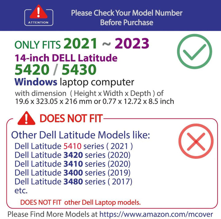 mCover Schutzhülle kompatibel mit 2021 ~ 2022 14 Zoll Dell Latitude 5420 5421 5430 5431 Windows Note