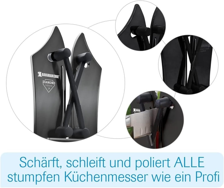 Bavarian Edge Messerschärfer DELUXE Set – Messerschleifer für alle Messer inklusive Sägemesser – Mes