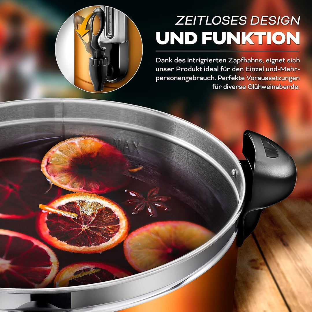 TRESKO® Glühweinkocher 20L / 2500W Einkochautomat aus Edelstahl Glühweinkessel Glühweinautomat Heiss