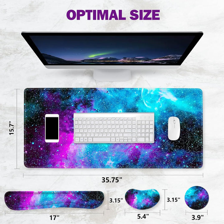 ToLuLu Erweitertes Gaming-Mauspad, Memory-Schaum, ergonomische Tastatur-Maus-Handgelenkauflage-Stütz