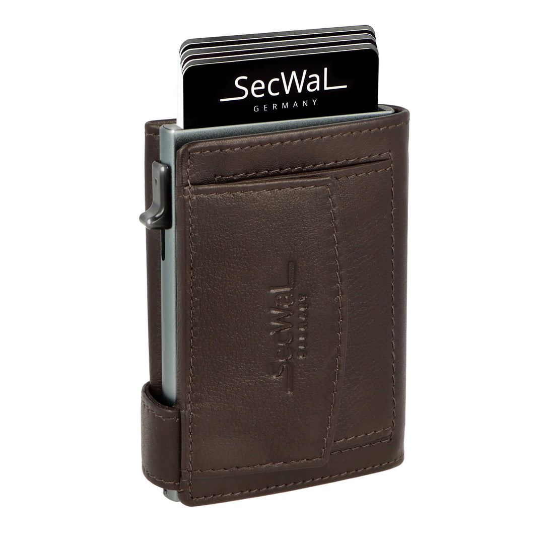 SecWal Kartenetui mit Münzfach Druckknopf inkl. Geschenkbox - Made in Germany - Echtleder Mini Geldb