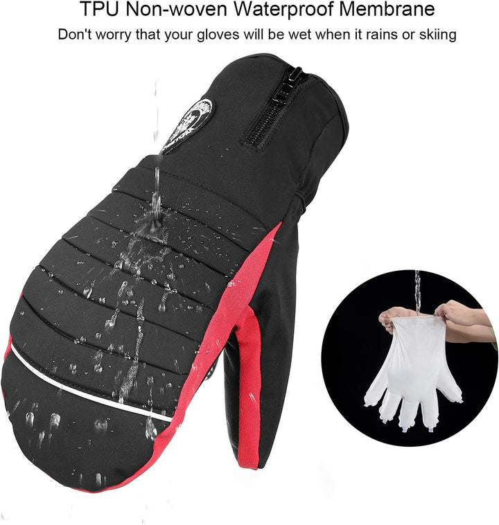 KUTOOK Skihandschuhe Ziegenleder Fäustlinge Wasserdicht Warm Winter Snowboard Handschuhe Winddicht W