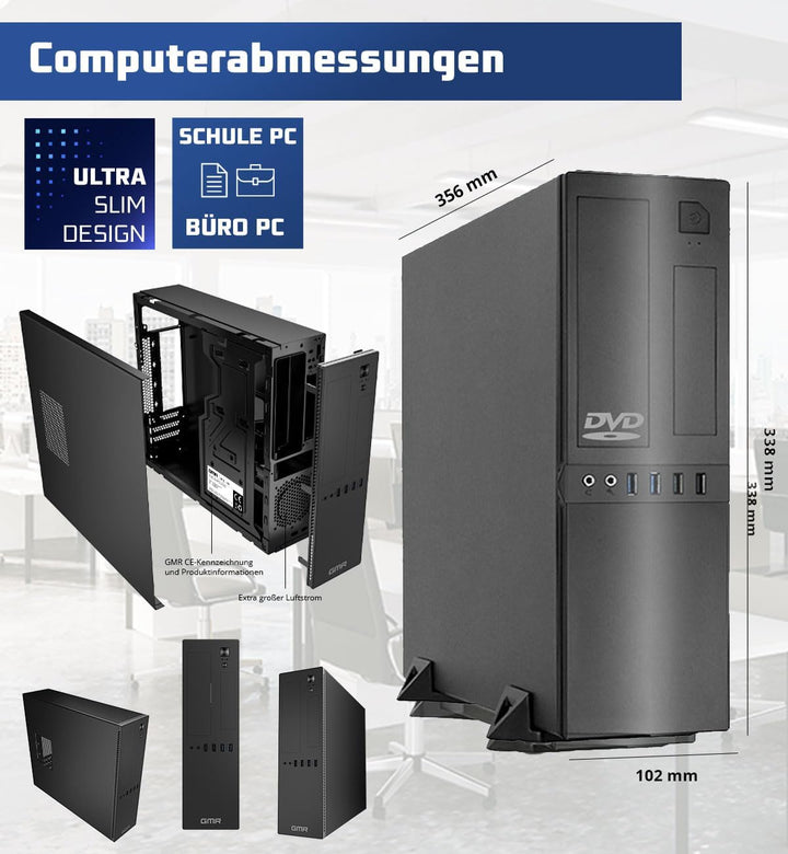 GMR Ultra Slim i7 Office PC - Business Office Computer | 3 Jahre Garantie | 32 GB RAM | 1000GB SSD |