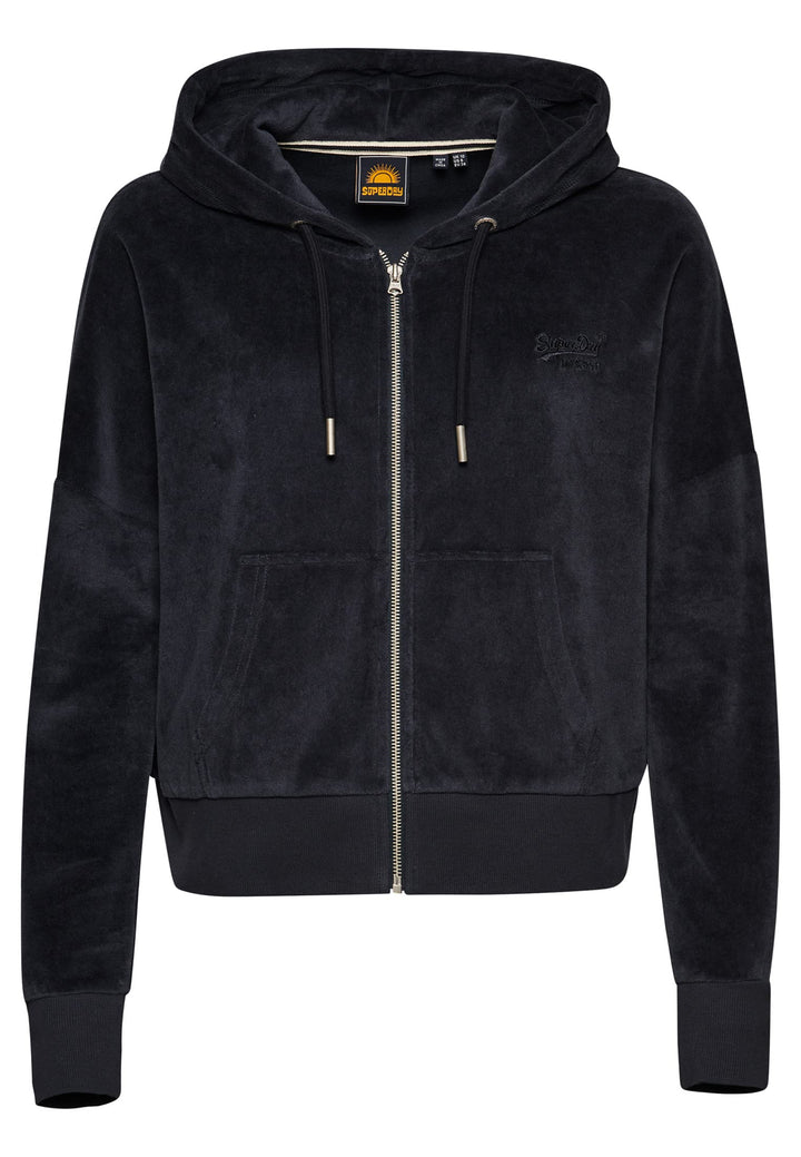 Superdry Damen Vle Velour Zip Hood Kapuzenpullover 42 Finster Marineblau, 42 Finster Marineblau