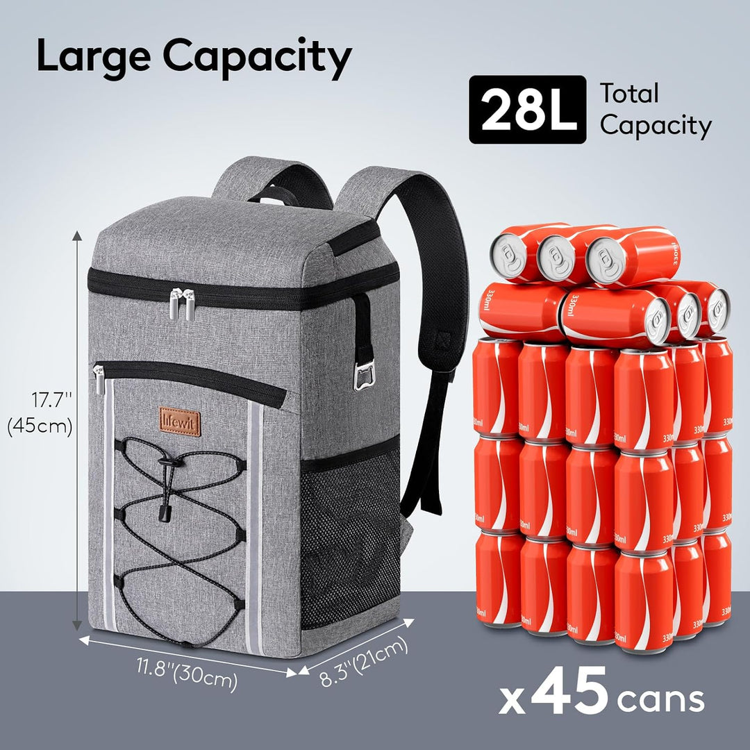 Lifewit Isolierter Thermo-Kühlrucksack 28L, Leichter Kühl-Rucksack mit Wasserdichtem Innenfutter, Tr