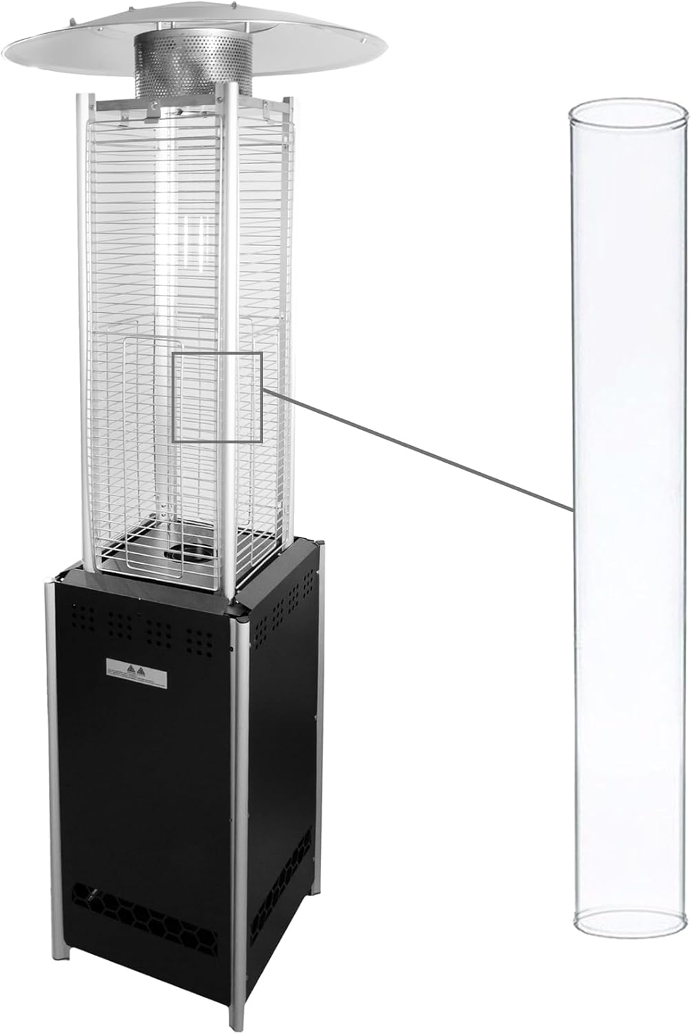 Glasröhre für Heizstrahler, hitzebeständige Glasröhre für Terrassenheizer, Länge 106 cm, Ersatzteil