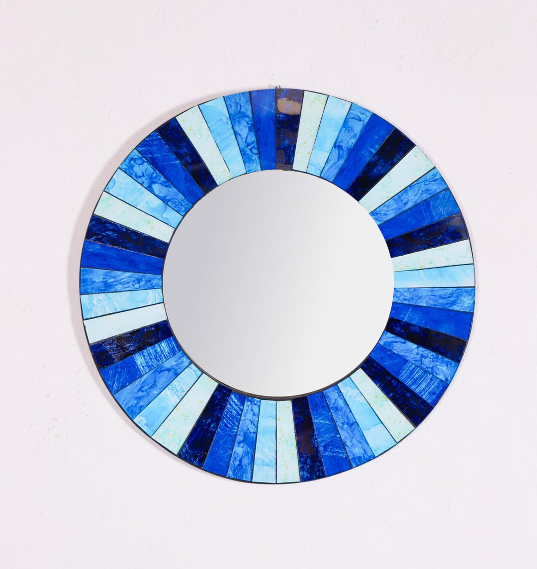 GURU SHOP Mosaikspiegel - Patchwork Blau, 50x50x3 cm, Spiegel, Patchwork Blau