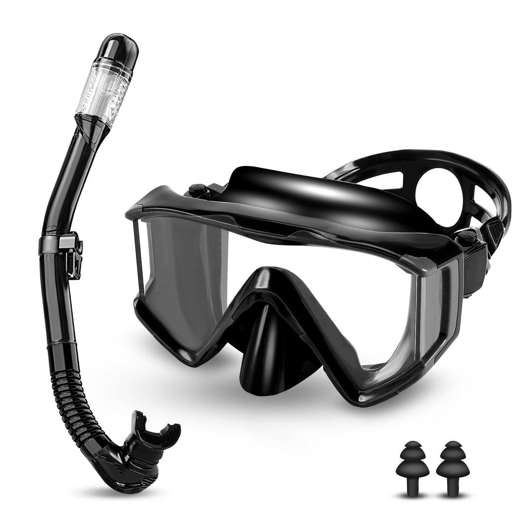 Schnorchelset Erwachsene,Taucherbrille Erwachsene mit Dry Schnorchel, wasserdichte Tauchmaske Anti-F