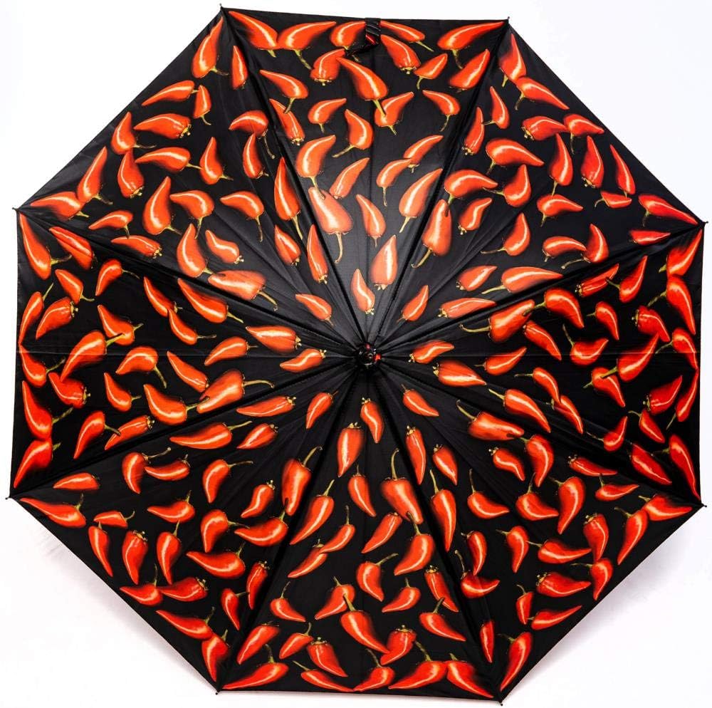 LUCKYWEATHER Regenschirm Stockschirm Damen/Herren Motiv Chili Peppers Auf-Automatik I Stockregenschi