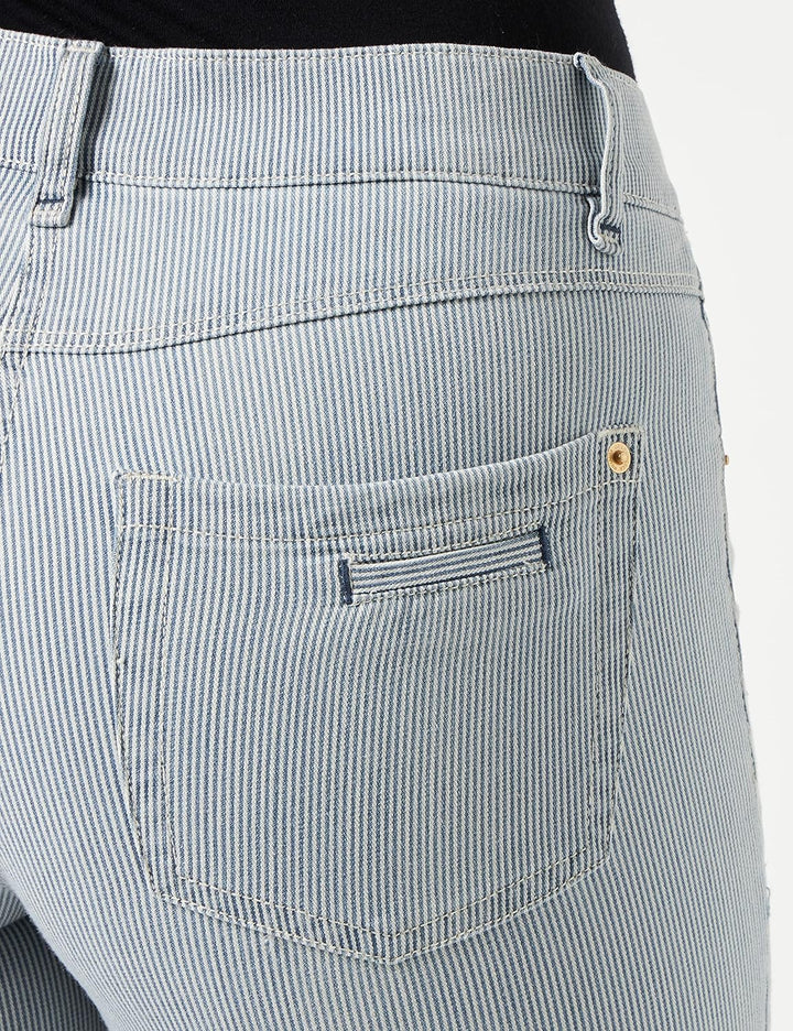 Gerry Weber Damen Jeans 40 Blau/Ecru/Weiss Streifen, 40 Blau/Ecru/Weiss Streifen
