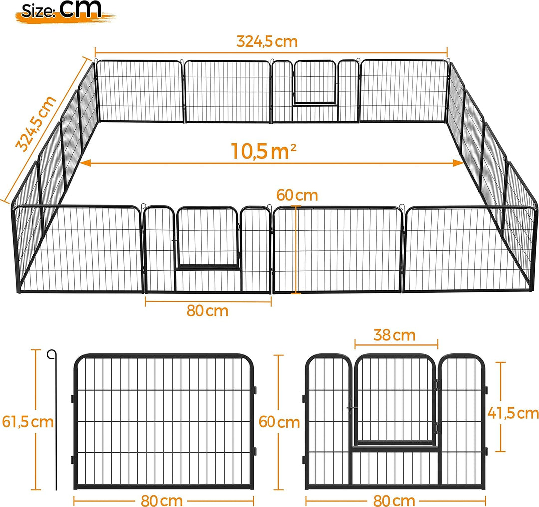 Yaheetech Welpenlaufstall Freigehege Welpenzaun Gehege Laufstall mit 2 Türen, aus 16 Panelen je Pane