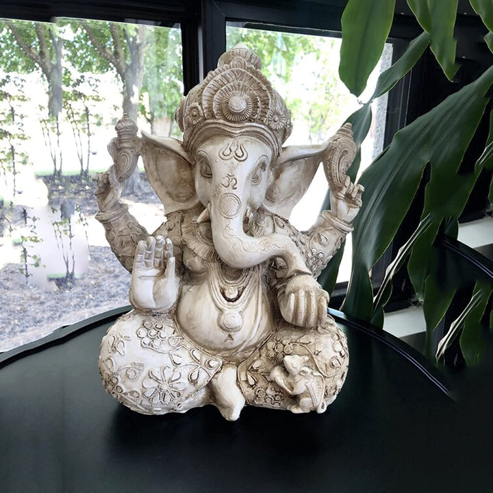 Ganesha Figur Gross Buddha Statue H-30 cm,Zen Garten Dekoration Figuren,Buddha Figur-Elefantengott,H