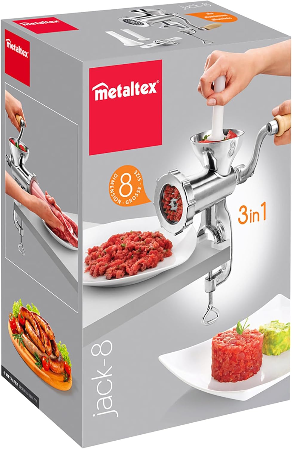 Metaltex 251724000 Jack Fleischwolf Alu Grösse 8, Silber