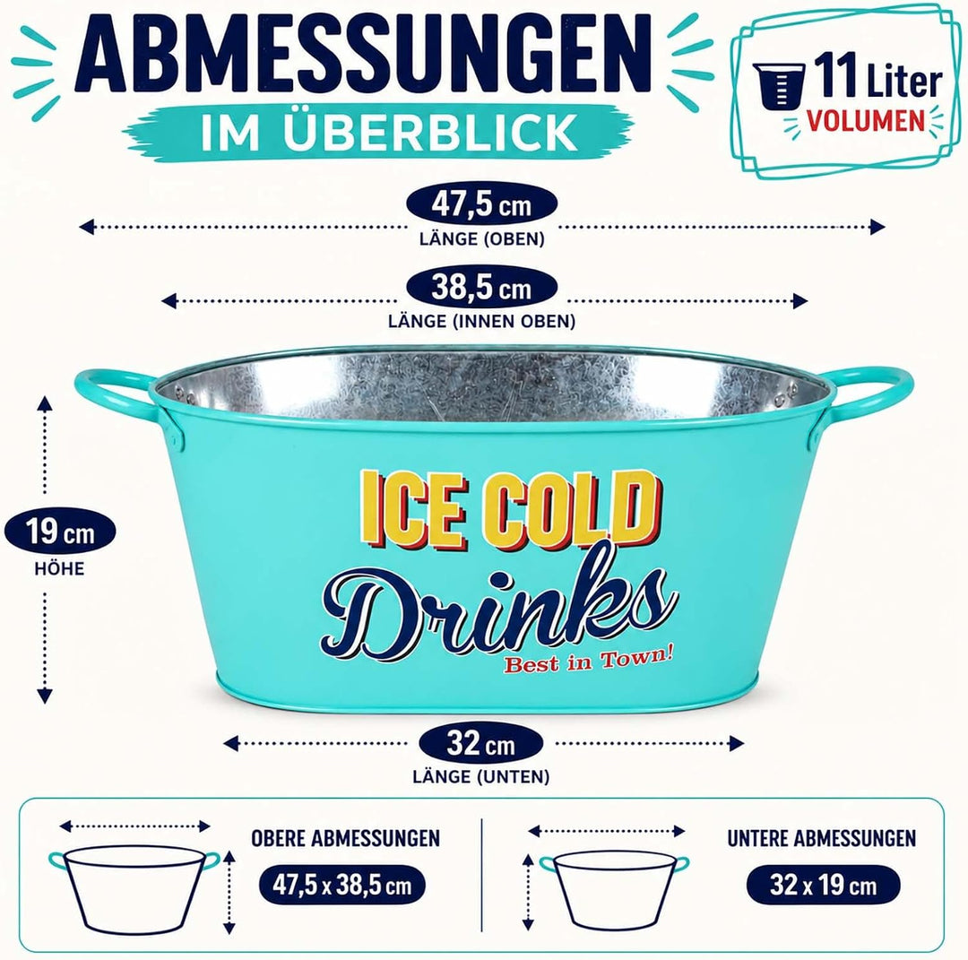 1x Zinkwanne Getränkewanne 11L Getränkekühler Pflanzgefäss Blumenkübel Deko | Buri Zinkwanne 11L, Vi