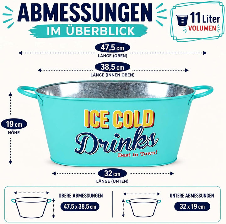 1x Zinkwanne Getränkewanne 11L Getränkekühler Pflanzgefäss Blumenkübel Deko | Buri Zinkwanne 11L, Vi