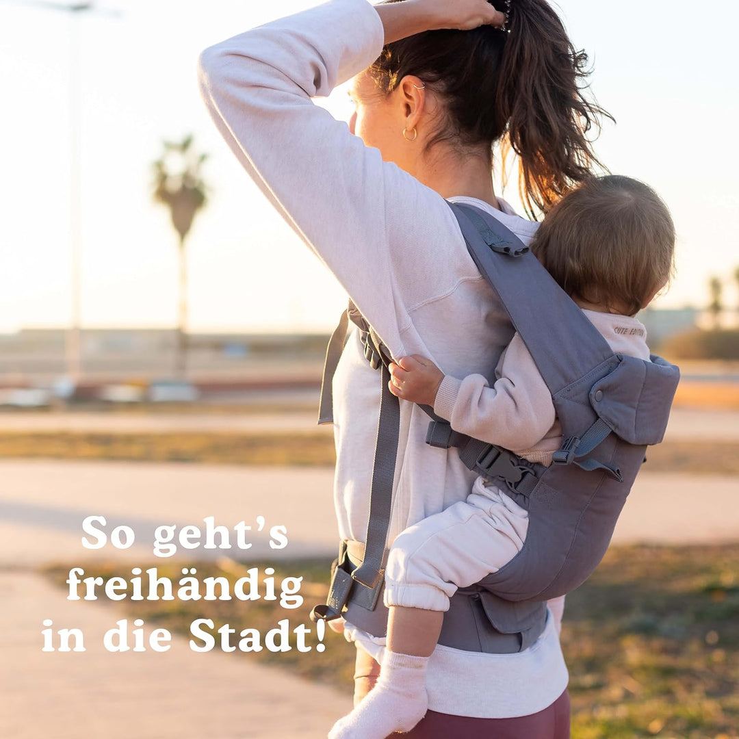 Beco Gemini Babytrage Neugeborene ab Geburt bis Kleinkind - 4 Tragepositionen Baby Trage aus 100 % B