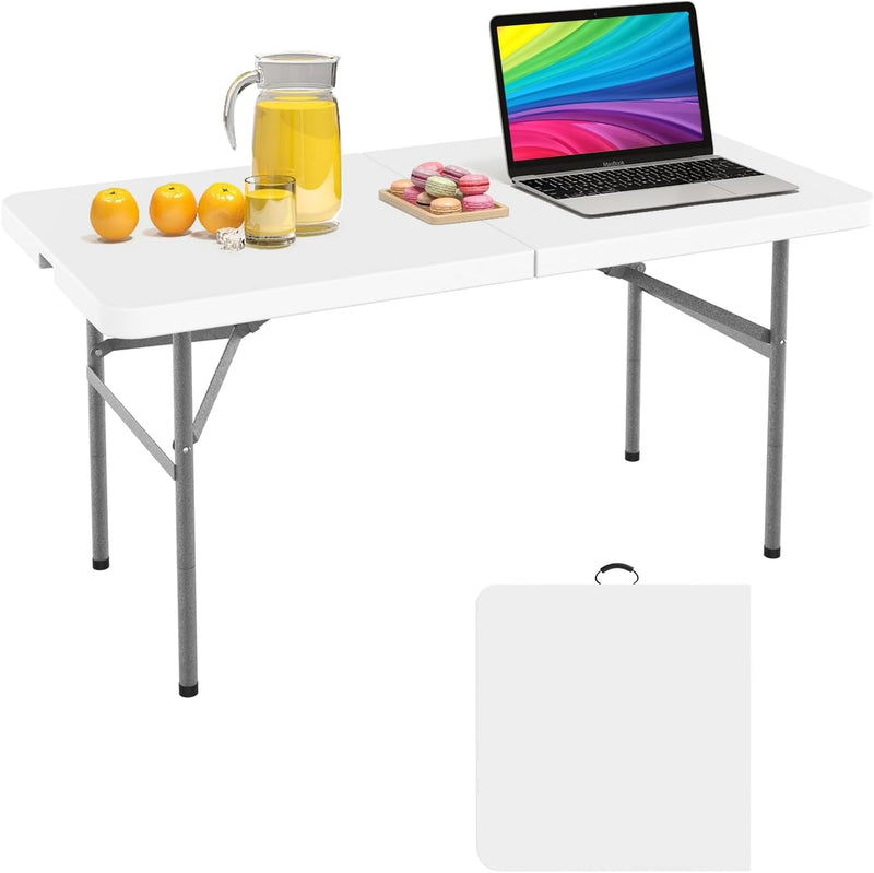 Todeco Campingtisch klappbar leicht, Buffettisch 122x61cm, Gartentisch rechteckig mit Tragegriff, fü