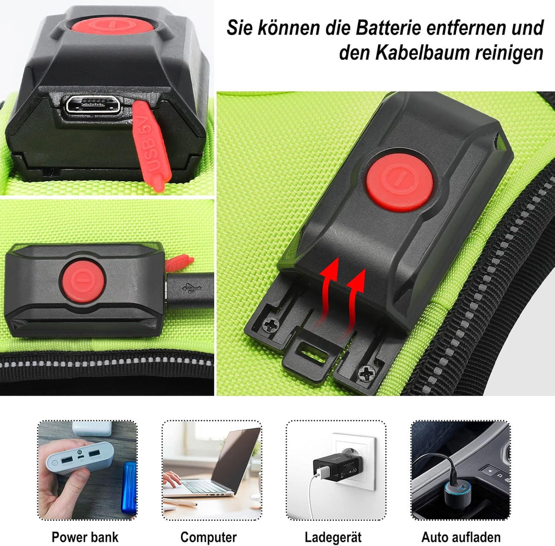 Bpawser Light Up Hundegeschirr LED Hundegeschirr No-Pull mit Griff Wiederaufladbare beleuchtete Hund
