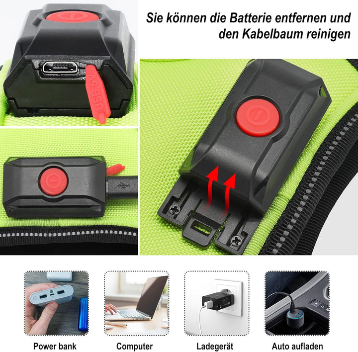 Bpawser Light Up Hundegeschirr LED Hundegeschirr No-Pull mit Griff Wiederaufladbare beleuchtete Hund