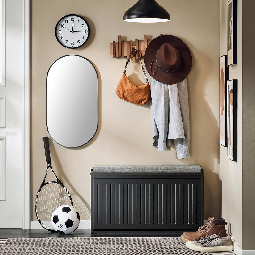 SoBuy Schuhschrank Schuhbank mit Sitzfläche, Schuhregal mit Stauraum, Klappe, Sitzkissen, bis 155 kg
