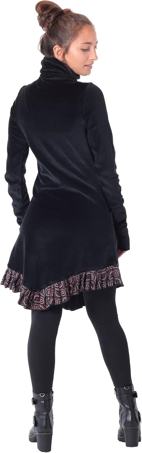 Kleid aus Samt mit Kragen dr20, Schwarz