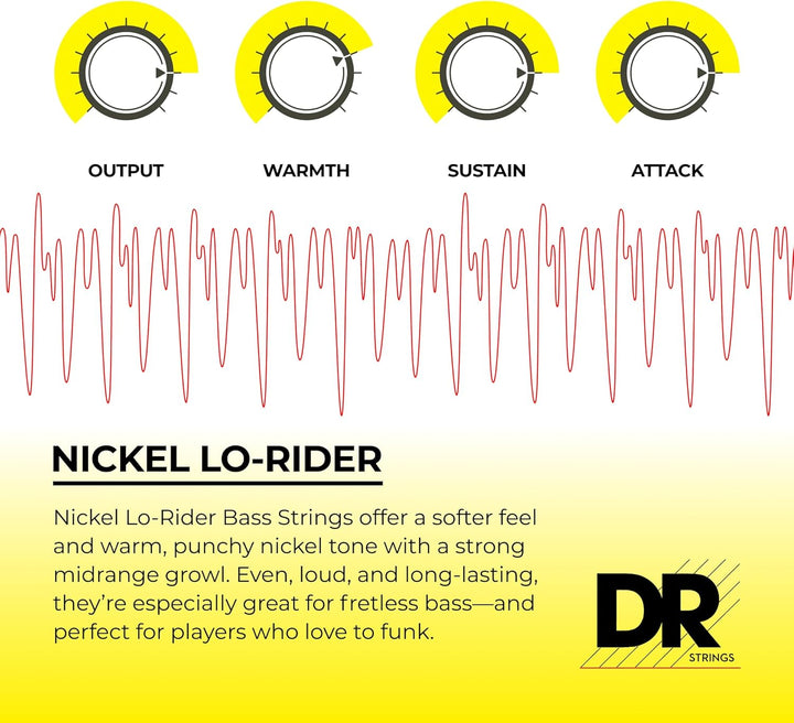 DR Strings NLH540 NICKEL LO-RIDER™ - Nickel Plated Bass Strings: 5-String Light 40-120, Silver NICKE