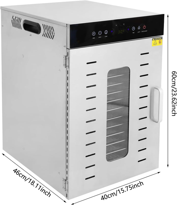 Dörrautomat 16 Platten 1350 Watt Edelstahl 304 30-90°C | 16 Tabletts | 1350 Watt | 30-90°C | 0,5-24h