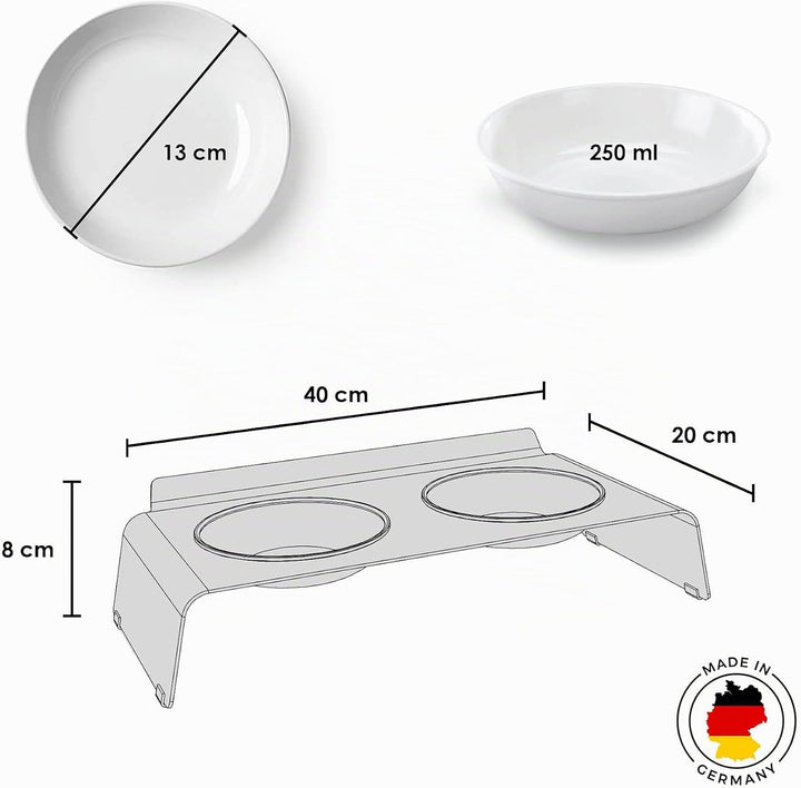 LucyBalu® Erhöhte Doppel-Futterstation Katze | Ergonomischer Katzennapf erhöht | Erhöhter Futternapf