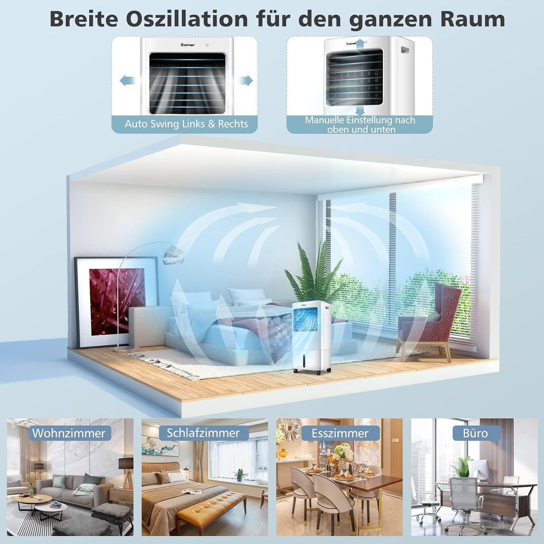 COSTWAY Mobile Klimaanlage ohne Abluftschlauch, 3 in 1 Luftkühler 65W | 3 in 1 Klimagerät Luftreinig