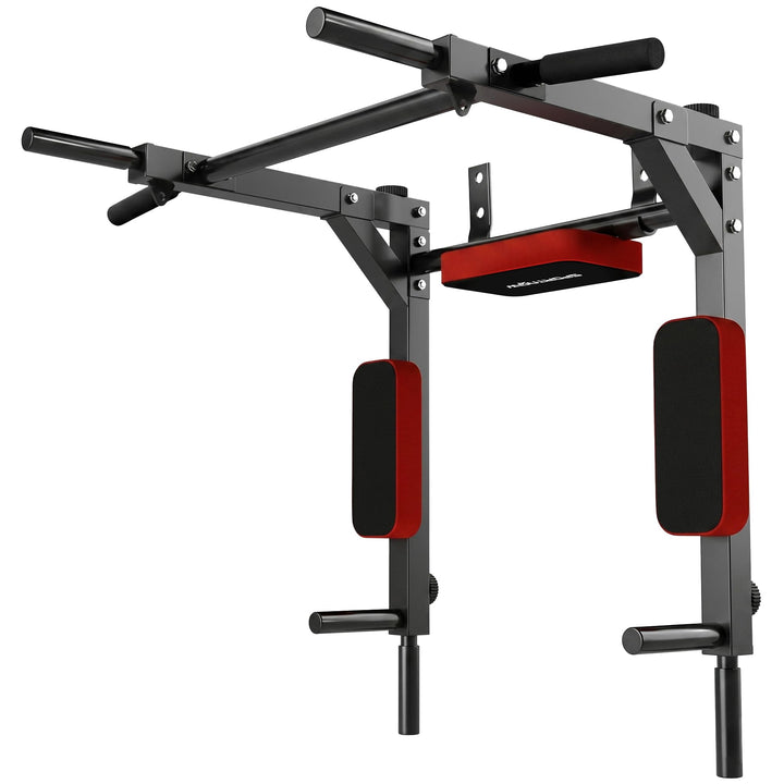 SPORTNOW Wand-Klimmzugstange 2-in-1 Dipstation bis 200 kg belastbar Rot | Profi-Klimmzug- und Dipsta