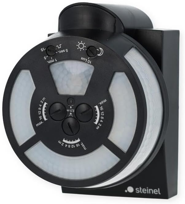 Steinel 29579 Infrarot-Bewegungsmelder sensIQ schwarz, 300°|20 m Sensor, 2500 W, Dauerlicht, Montage