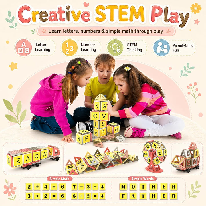 AOMIKS 173 Stück Magnetfliesen 3D Mini Magnetische Bausteine für Kinder Inspirierendes Lernen und Kr
