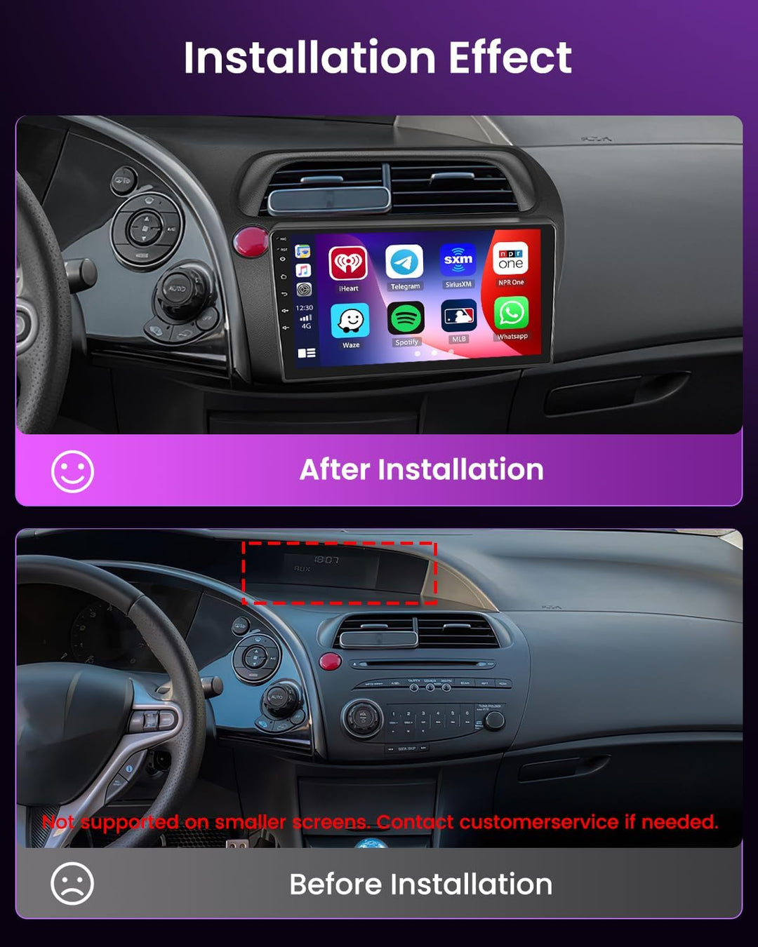 Inefala 4+64G Android 15 Autoradio für Honda Civic VIII 2006-2011 mit Wireless CarPlay Android Auto,