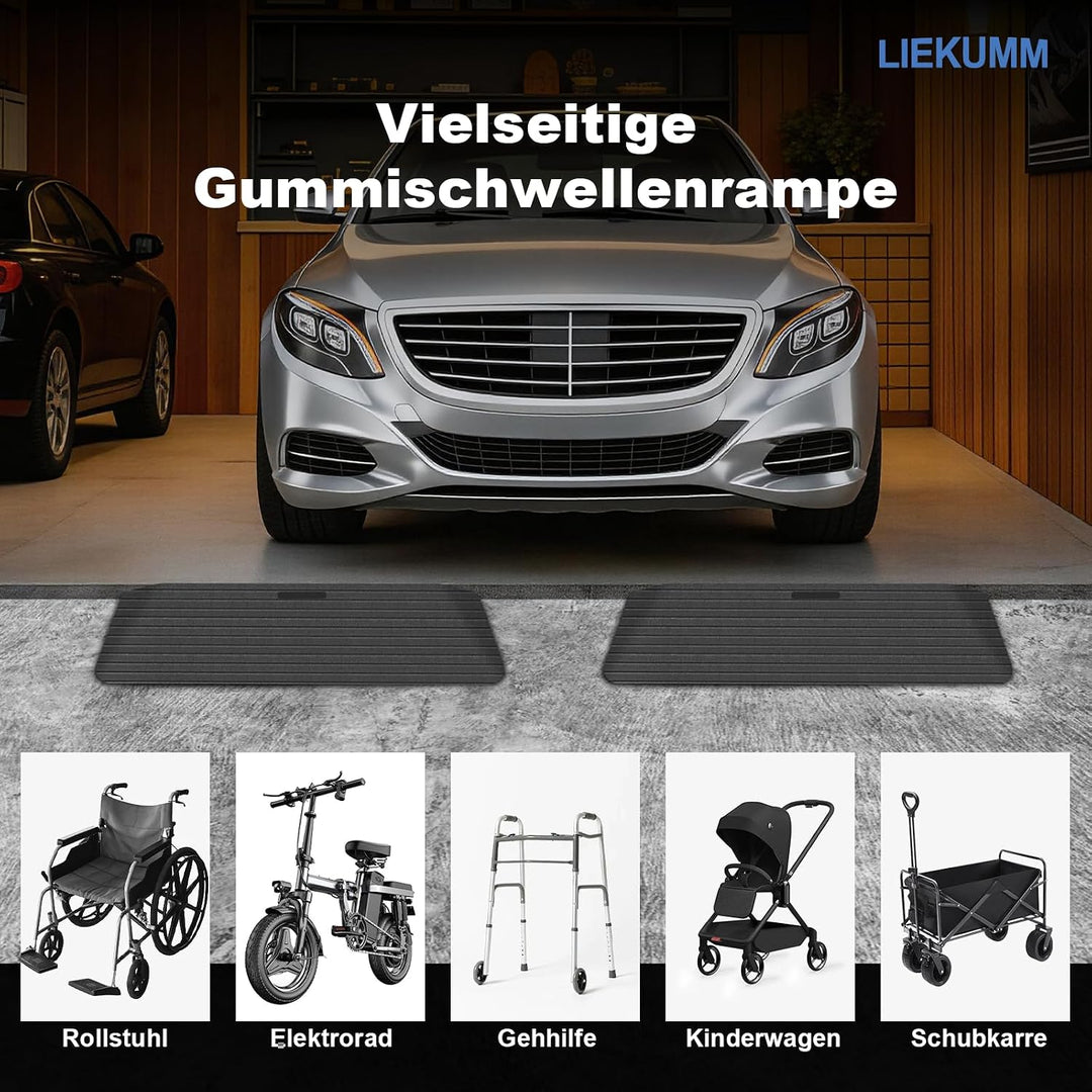 LIEKUMM 3,8 cm Höhe 1000 kg Tragfähigkeit Anti-Rutsch-Türstufenrampe, Naturkautschuk Rollstuhl Schwe