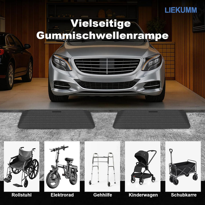 LIEKUMM 3,8 cm Höhe 1000 kg Tragfähigkeit Anti-Rutsch-Türstufenrampe, Naturkautschuk Rollstuhl Schwe