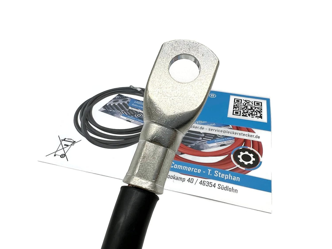 Exoda Hochleistungsbatteriekabel 50 mm² 50cm M10 Schwarz flexibles Kabel für Auto Boot Motorrad bis