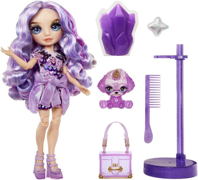 Rainbow High Modepuppe mit Schleim & Haustier - Violet (Lila) - 28 cm Schimmernde Puppe mit Glitzers