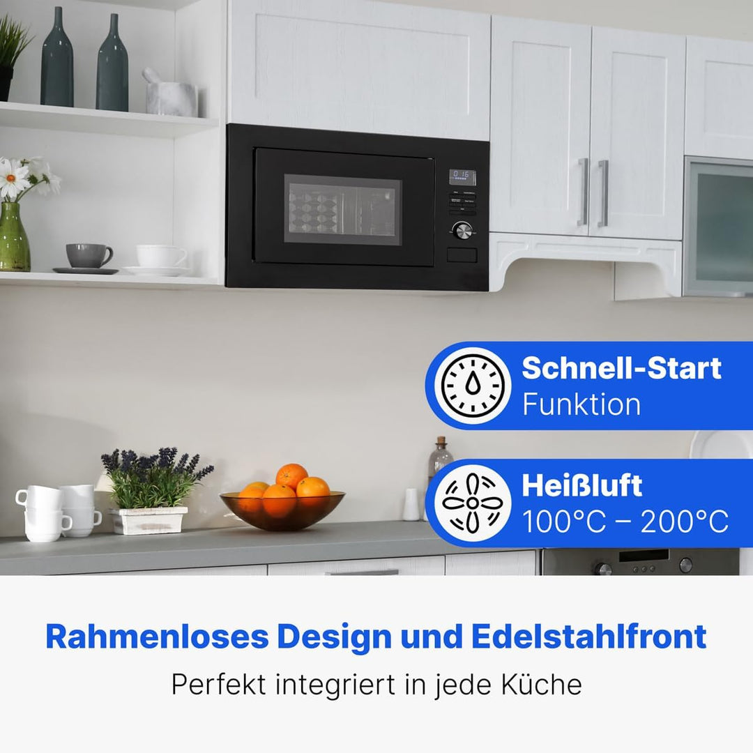 Bomann® Einbaumikrowelle mit Grill und Heissluft | 60cm | 900W Mikrowelle | 1300W Grill | 2300W Heis