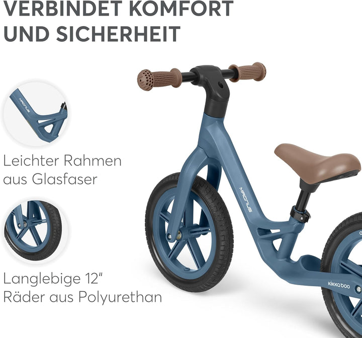 KikkaBoo Magnus Laufrad für Kinder 3–6 Jahre, Leichter Fiberglas Rahmen, Verstellbarer Sitz, rutschf