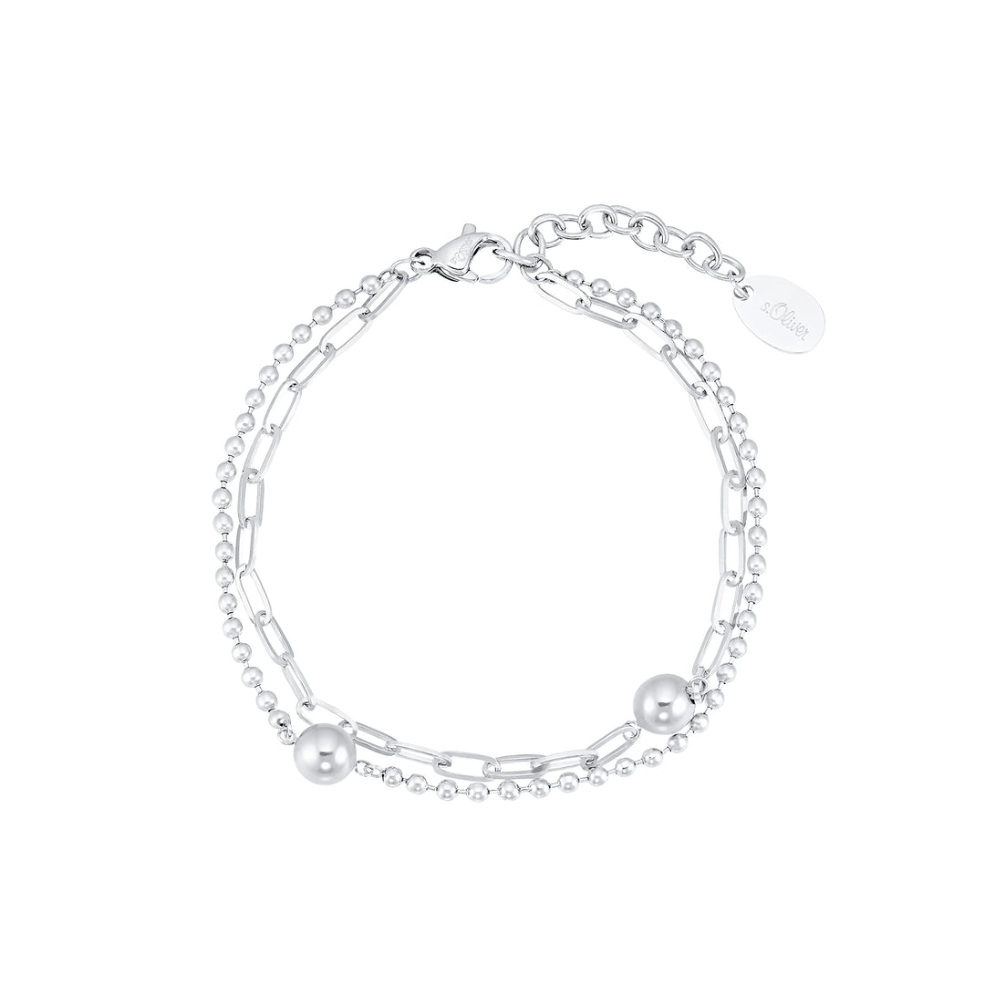 s.Oliver Armband Edelstahl Damen Armschmuck, 17+3 cm, Silber, Kommt in Schmuck Geschenk Box, 2031475