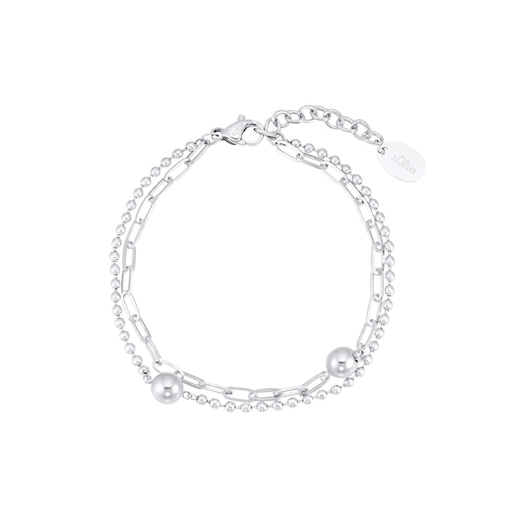 s.Oliver Armband Edelstahl Damen Armschmuck, 17+3 cm, Silber, Kommt in Schmuck Geschenk Box, 2031475