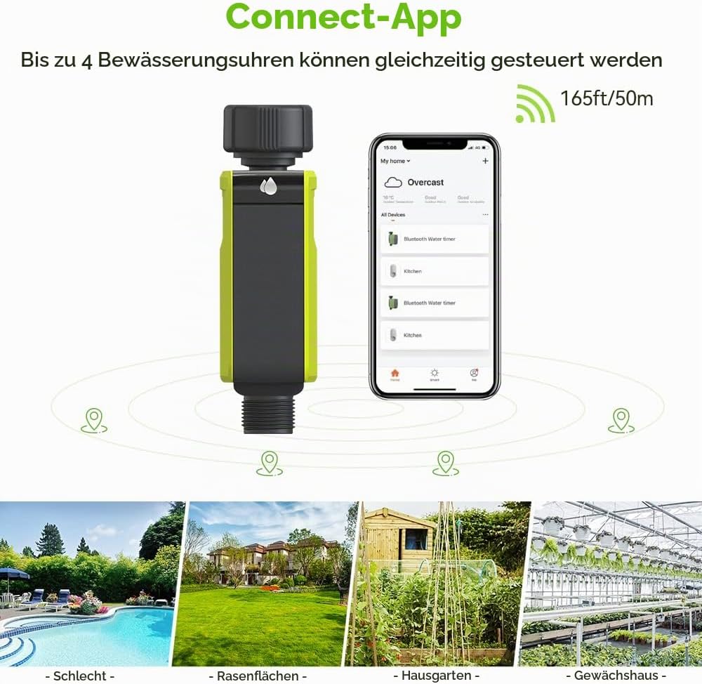 Smart Bewässerungscomputer WLAN 2,4 GHz mit 1 Ausgängen Bewässerungssystem für Rasen &amp; Garten TTV107