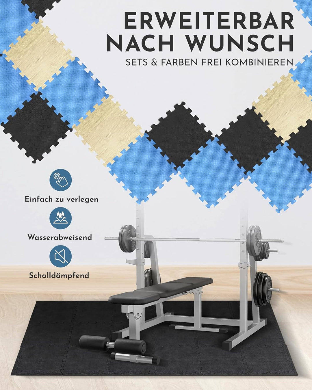 NEOLYMP Bodenschutzmatte Fitness - Trainingsmatte für Sportgeräte, extra dicker und robuster Sportbo