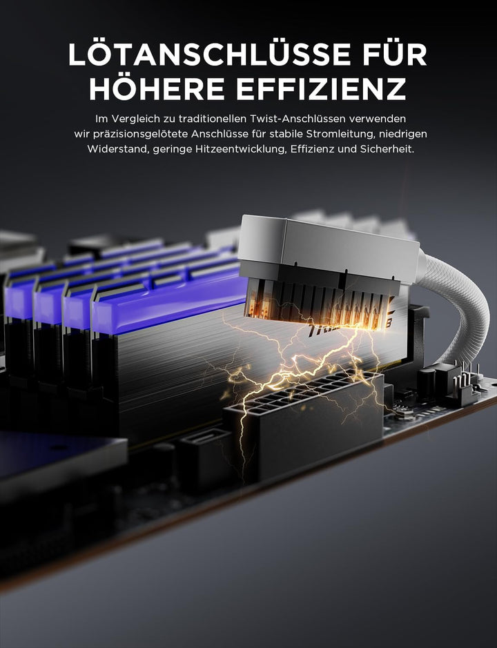 AsiaHorse Hydrus 24Pin PSU Kabelverlängerung R, PC 24 Pin Sleeved Cable für 24 Pin ATX [18AWG] Netzt