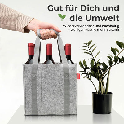 achilles Flaschentasche mit 9 Fächer, Auch für 1,5 Liter Flaschen, Flaschen Tasche aus Filz, 100% re