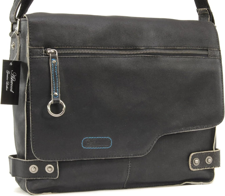 Ashwood -Leder - Umhängetasche/Schultertaschen/Arbeitstasche CAMDEN Schwarz, Schwarz