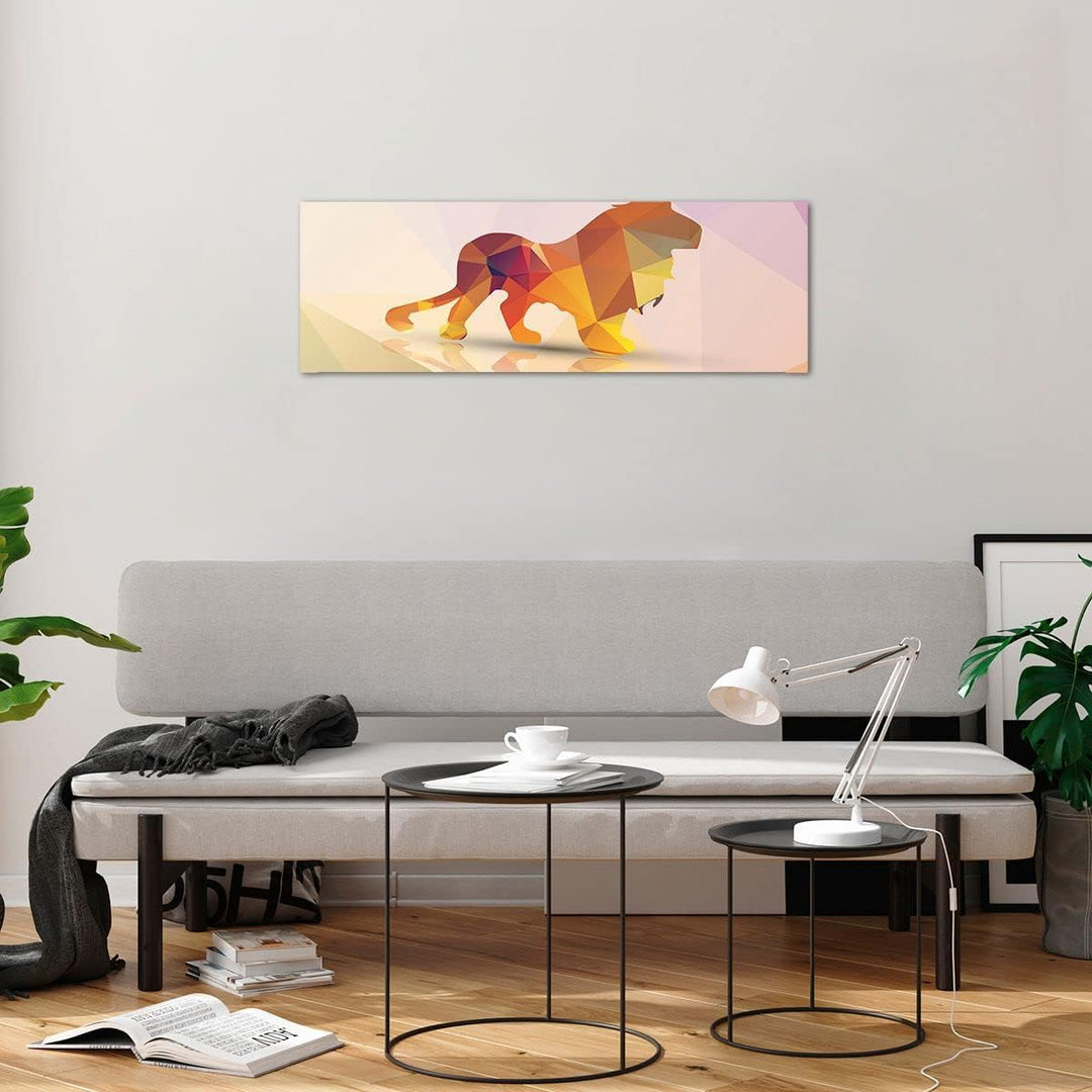 Panorama Bilder auf Glas Löwe Illustration modern Glasbild 90x30cm Wandbilder Dekoration Wohnzimmer
