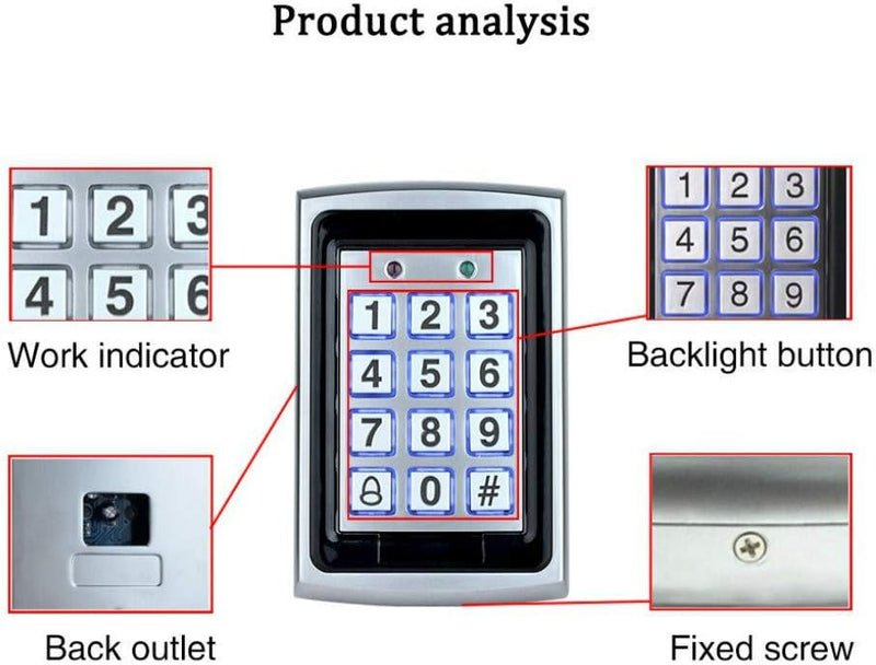 YAVIS RFID Metall Codeschloss Türöffner Tastatur Zugangskontrolle System Kit Set 125 kHz EM Kartenle
