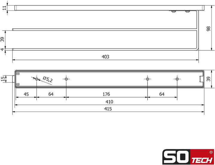 SO-TECH® Handtuchauszug Elegance Chrom 2-armig 415 mm eingeschoben, 715 mm ausgezogen Handtuchhalter